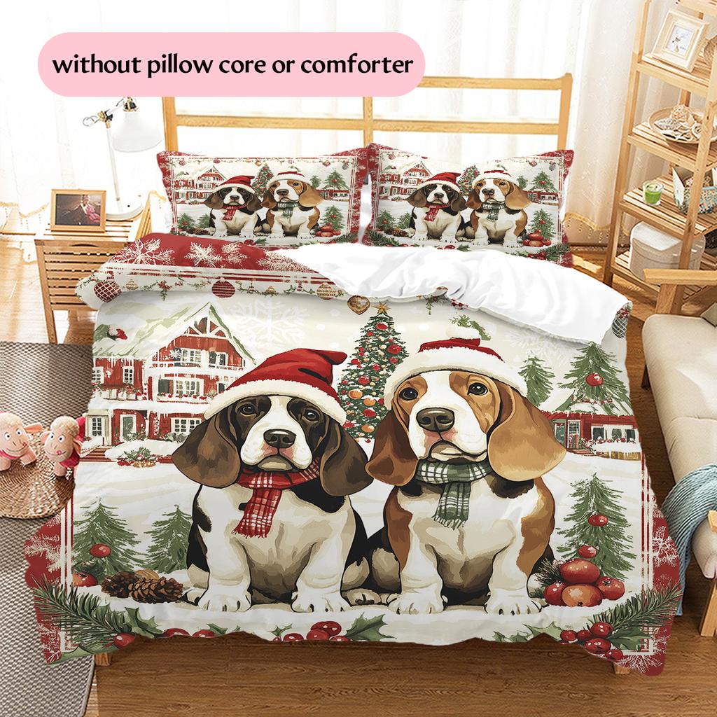 Basset Hound Pattern Bedding Home Decoration Birthday Gift (1 * Duvet Cover + 2 * Pillowcase, Without Core)