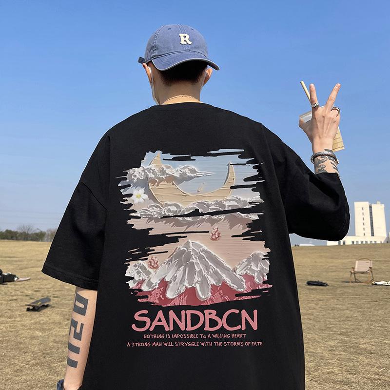 

Мужская футболка с коротким рукавом American Trend — свободный крой, плотная ткань, большой размер, универсальная летняя мода 5XL