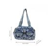 Ladies Vintage Denim Washed Denim Tote Bag Multi Pocket Spice Girl Shoulder Crossbody Bag