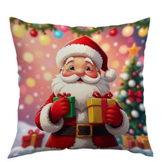 

New Christmas Childlike Snowman Christmas Tree Printed Polyester Single-sided Printed Pillowcase Home Decoration 45*45cm