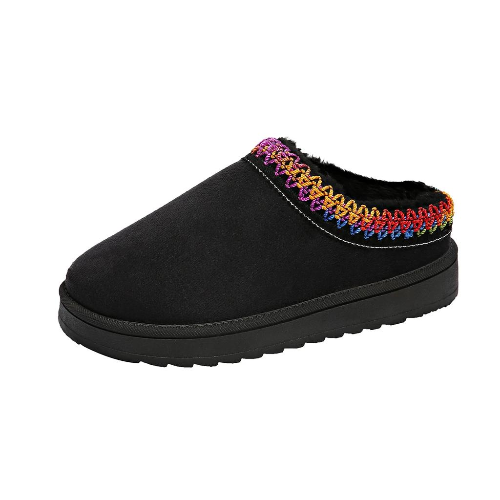 Fashion Two Wear Fluffy Slippers Female Fur One Autumn Winter 2025 New Baotou Half Drag Thick Bottom Muffin Cotton Shoes for Women