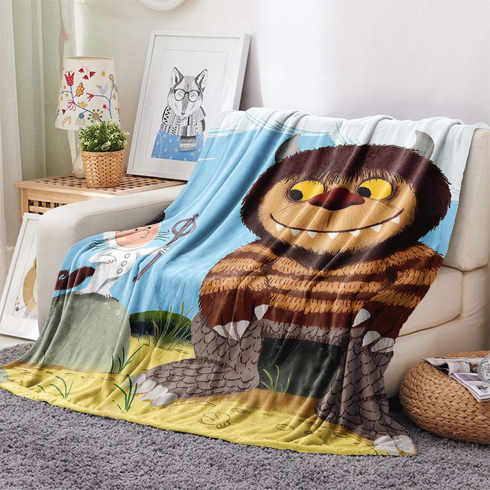 1PC Where the Wild Things Are Patterned Flannel Blanket Suitable For All Seasons for Home Decor Warmth and Comfort Gifts Holiday Present