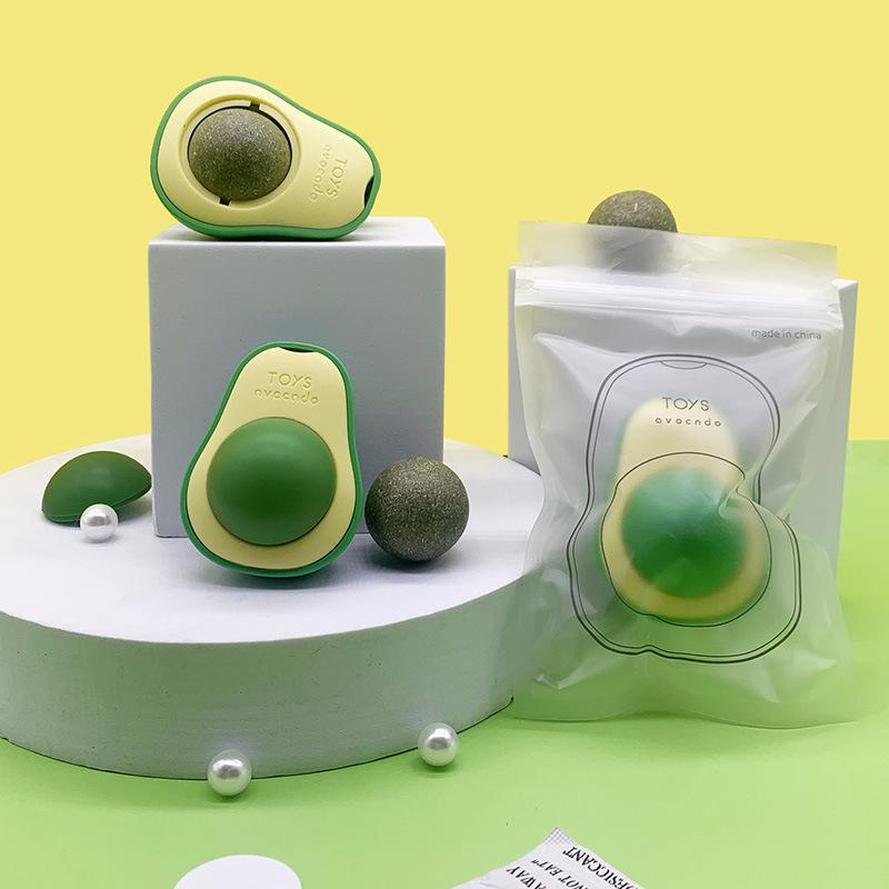 TikTok Style Avocado Catnip Molar Toy: Lick Ball for Kitten Dental Play