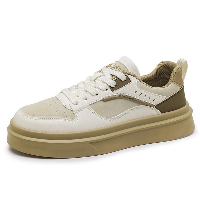 

Men s fashion four-season non-slip platform shoes outdoor low-top lace-up casual board shoes student leather white shoes 2025 39