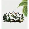 Metal Forest Wall Art Bear and Mountain Silhouette, Iron Home Decor, Indoor Outdoor Garden Decoration, Housewarming Gift