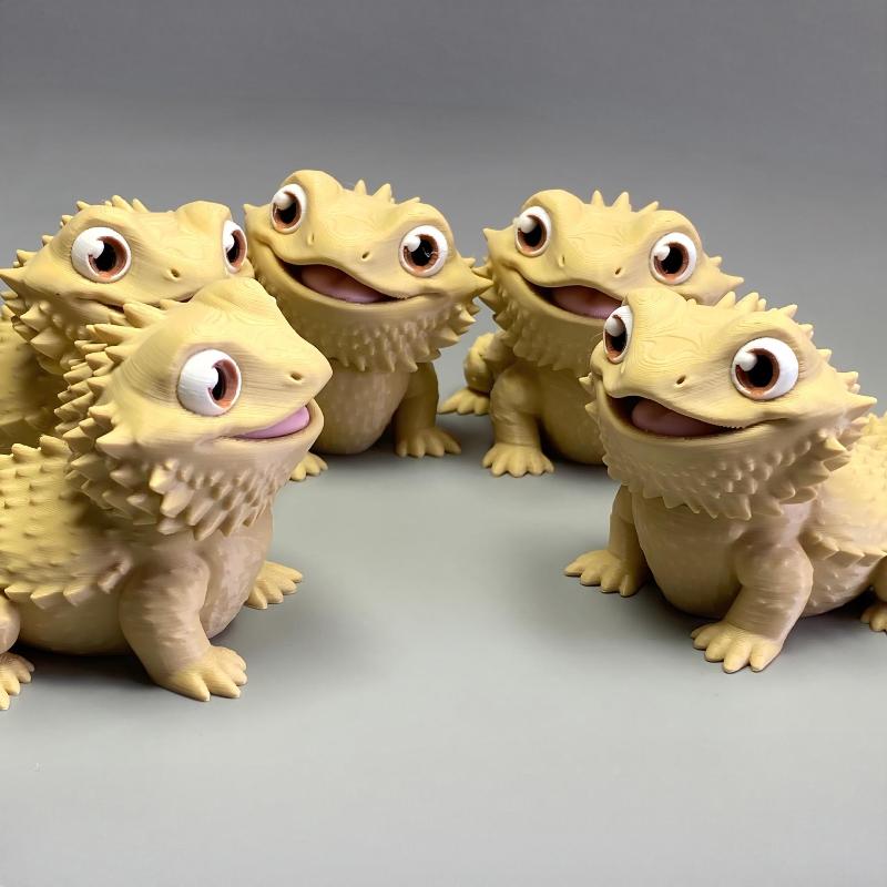 3D Printed Cute Bearded Dragon Figurine Lizard Statue Desktop Ornament Reptile Lover Gift Home Decor Animal Collection Craft