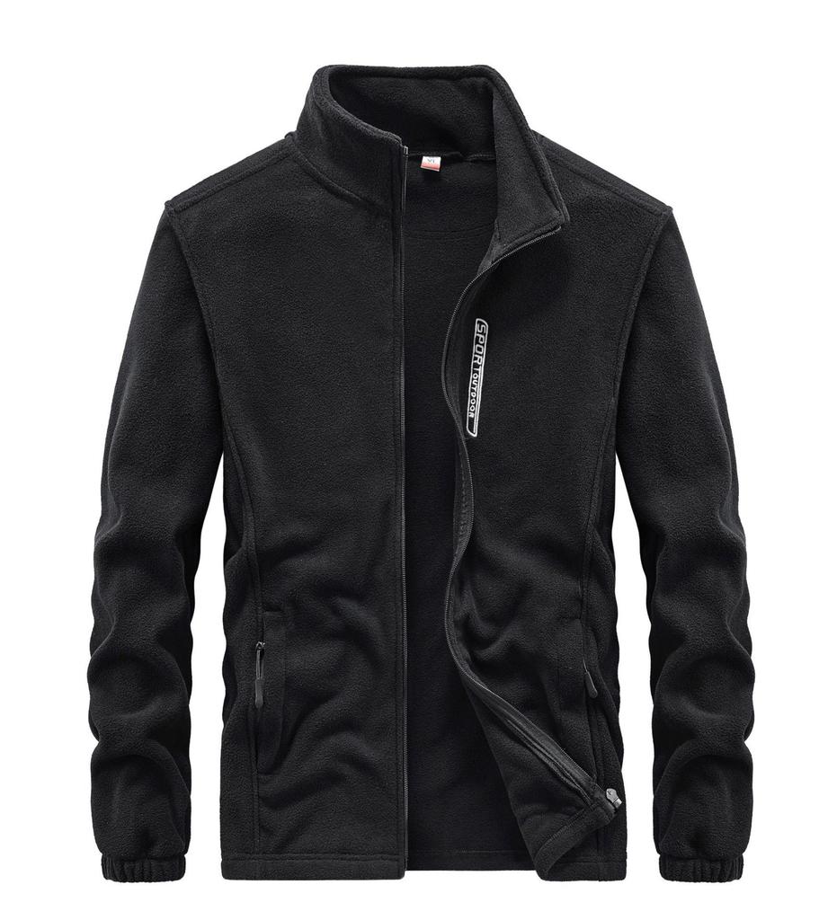 Men's Thick Fleece-Lined Stand-Up Collar Cardigan: Trendy, Warm Autumn/Winter Long-Sleeve Jacket