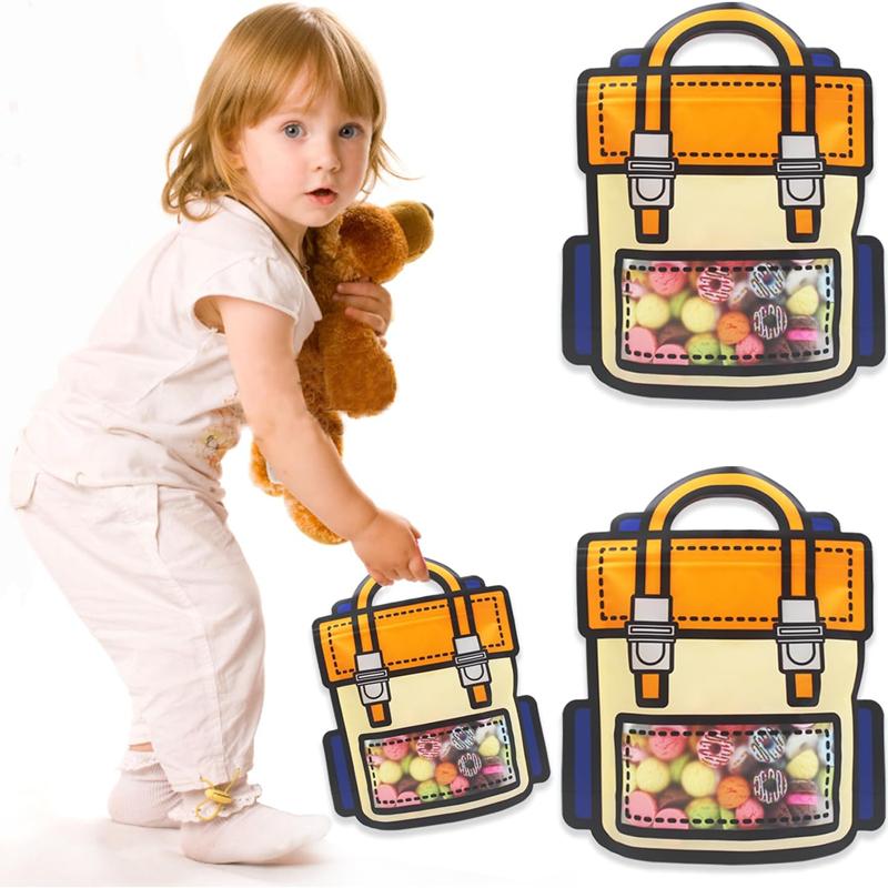 New 20-1PC Creative Gifts Packaging Bags Cartoon Back to School Bag Candy Snack Self-lock Bags Kids Birthday Party Decors Gifts