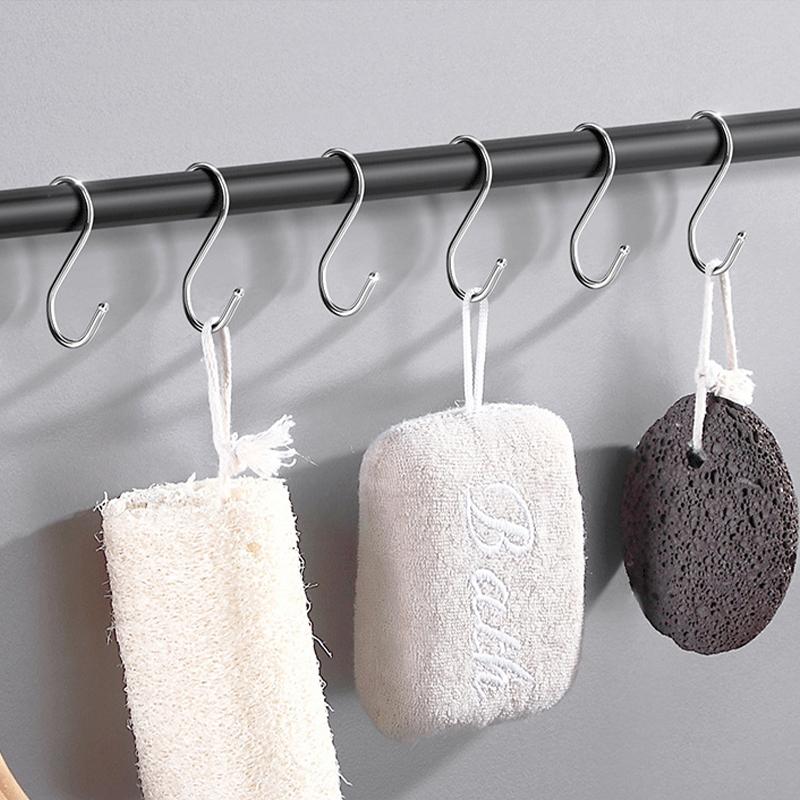 1/5pcs Stainless Steel S Hooks,3 Sizes Multifunctional Metal Hook for Hanging Plants Bag Towel,Hats Hook for Bathroom Organizers