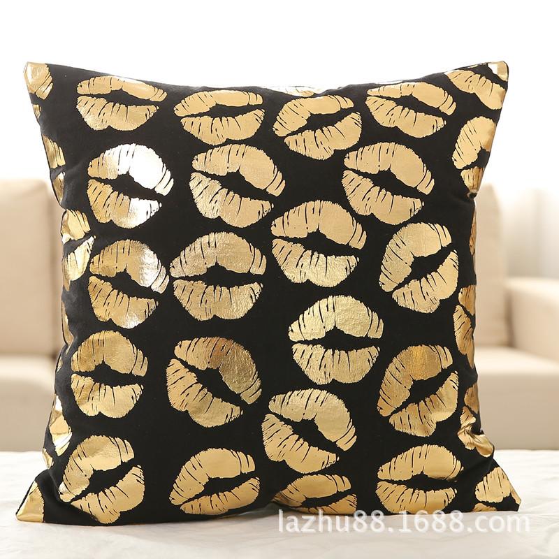 Love Christmas Style Black Soft Fabric Gold Print Pillowcase Home Hotel Bedding Room Decoration Pillowcase 45cm*45cm