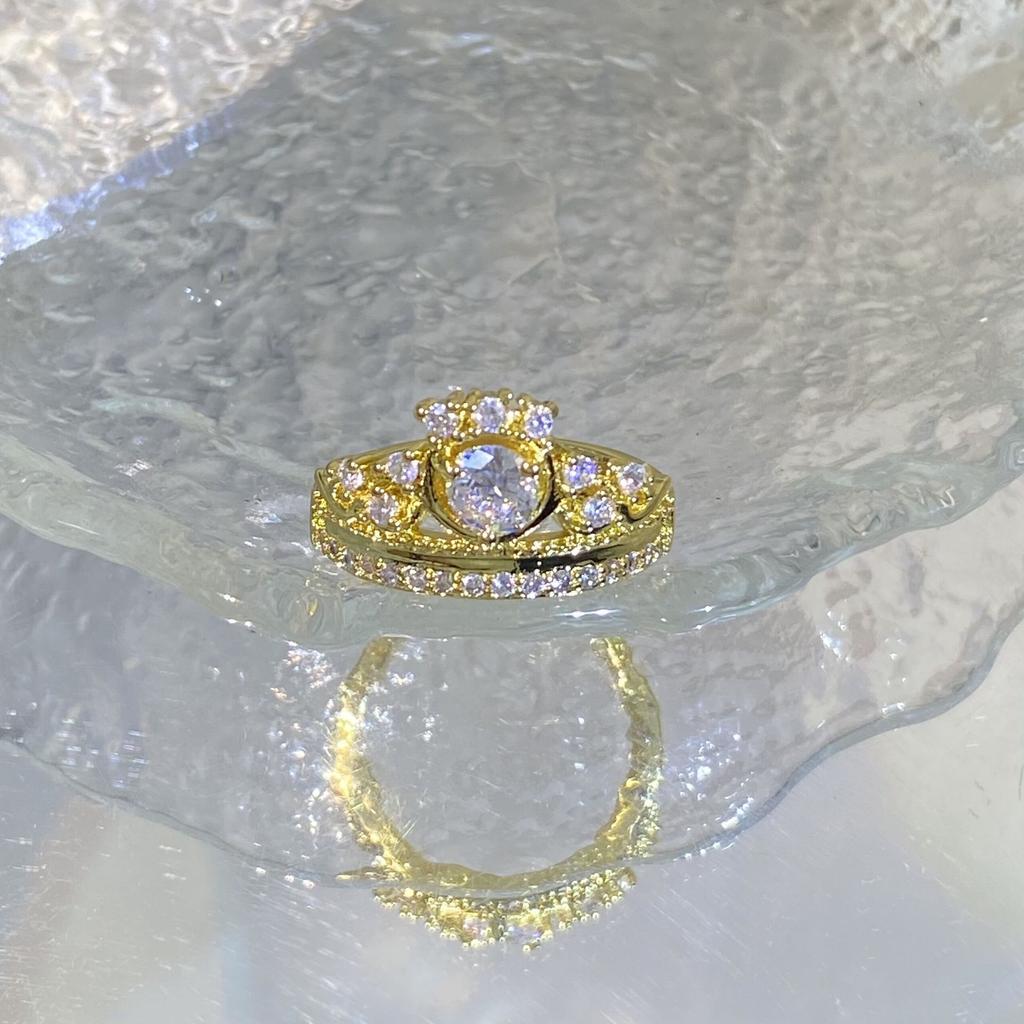 Personalized European and American Crown Rings  Diamond Set Couple Accessories Creative Accessories Rings