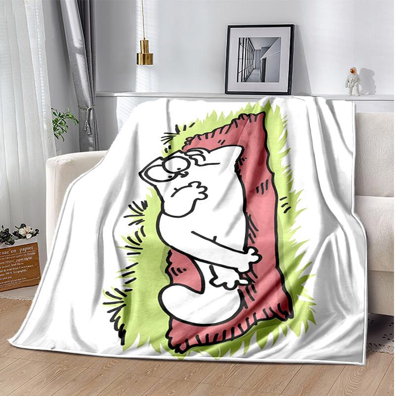 Simon's Cat Flanelldecke Weich Warm Ganzjahresdecke, Design für Camping, Autoreisen, Wandern Sofa, Bett, Büro Perfektes Geschenk für Partys