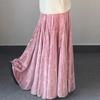 Retro Women's Velvet Long Skirt  Printed Velvet Skirt Autumn and Winter Thick Flared A-Line Skirt