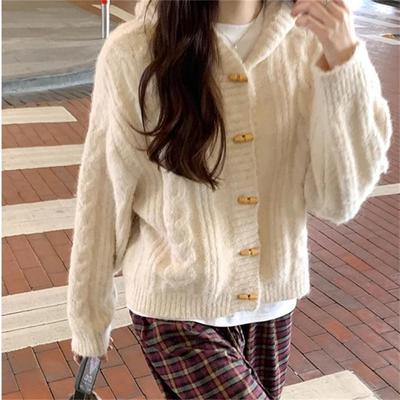 Autumn/Winter Knitted Hooded Toggle Cardigan Sweater