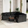 VidaXL 9-Piece Garden Sofa Set with Cushions Black Poly Rattan Acacia 3347562