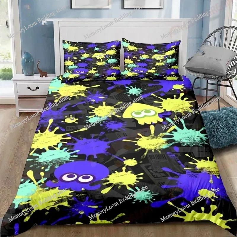 Cartoon Game S-Splatoon Duvet Cover Pillowcase Bedding Set Pillowcase Queen Bed Comforter Sets Quilt Cover Fashion Art Duvet