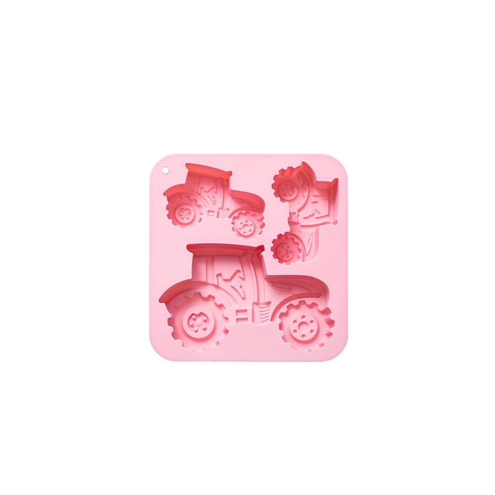 3-Cavity Tractor-Shaped Silicone Cookies Mold Heat/Cold Resistant Farm Theme Fondant Cake Mold Easy De-molding Resilient