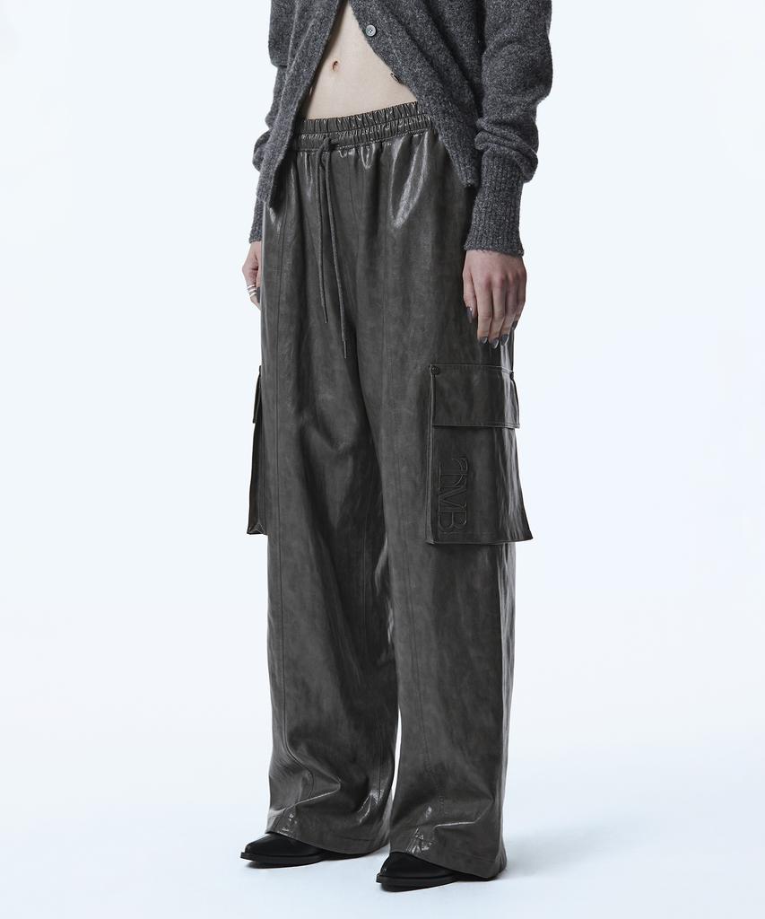 Teulimingbeodeu Tmb Cargo Leather Pants [ Charcoal ]