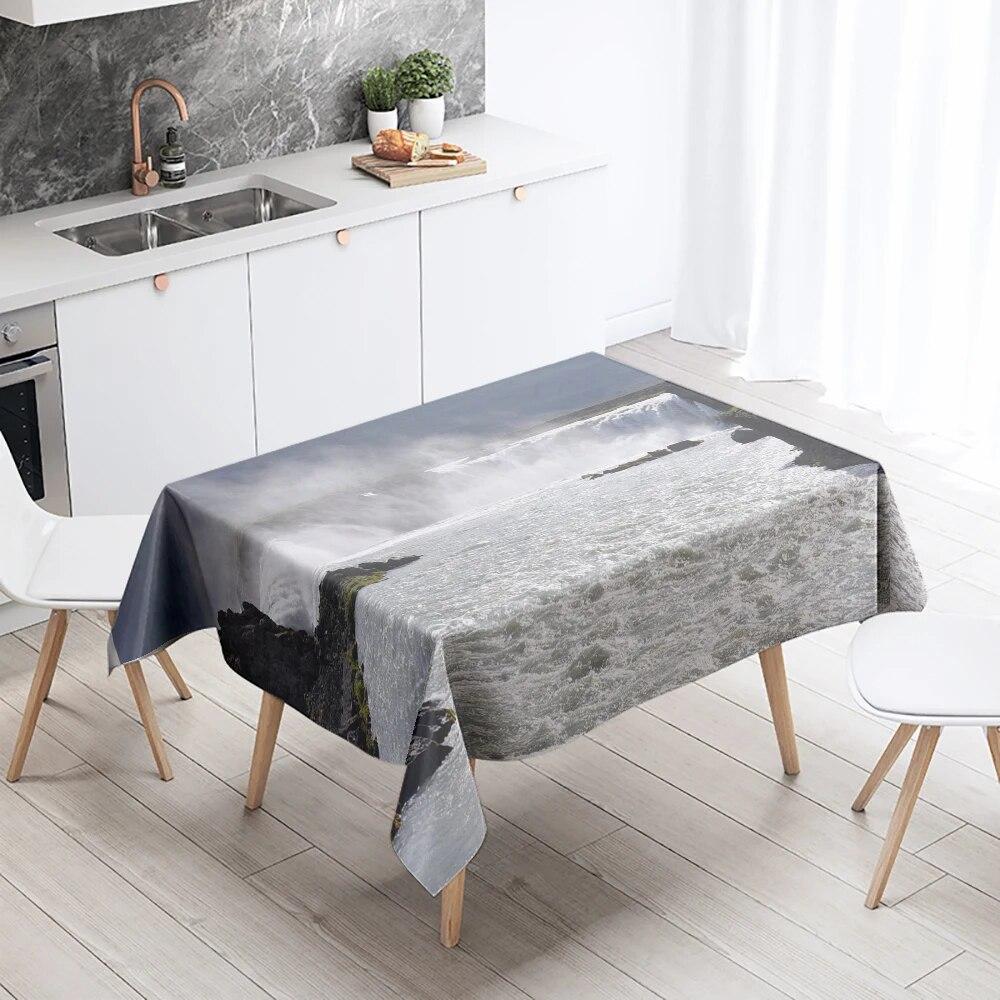 Față de masă cascadă peisaj natural anti-petare impermeabilă dreptunghiul de bucătărie masă de sufragerie decor acasă