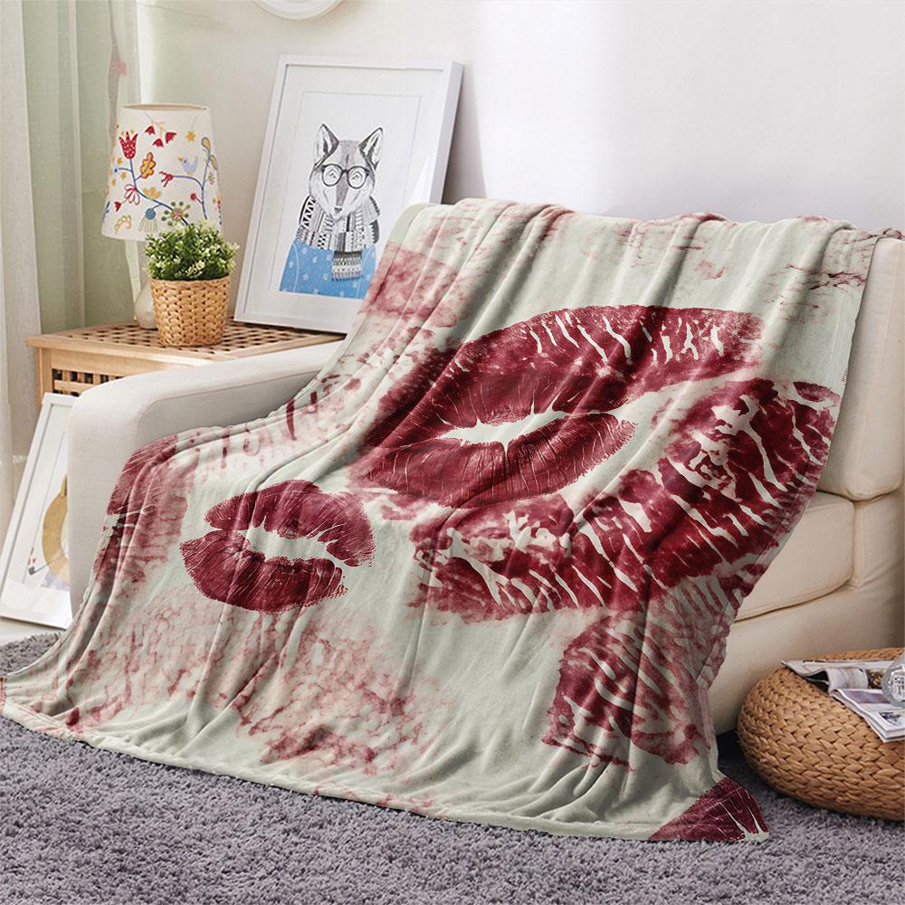 1PC Heart Graphic Print Flannel Blanket Lightweight and portable for Lunch Break Warmth and Comfort Birthday Gifts Ideal Gift