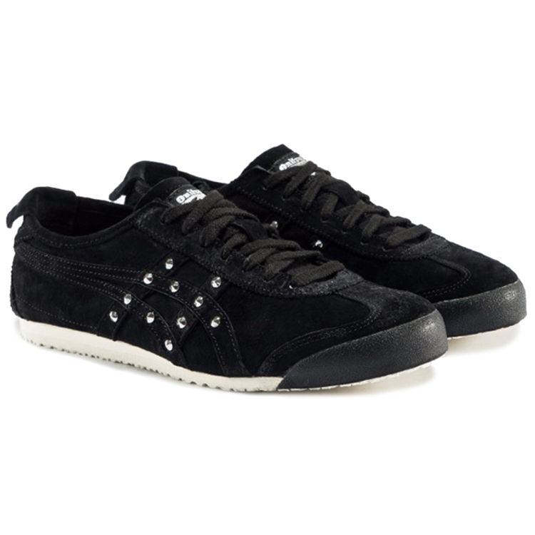 Onitsuka Tiger Mexico 66 Pigskin Studded Shock Absorbing Slip Resistant Durable Low Top Casual Shoes Unisex sneaker Black 1183A257-001