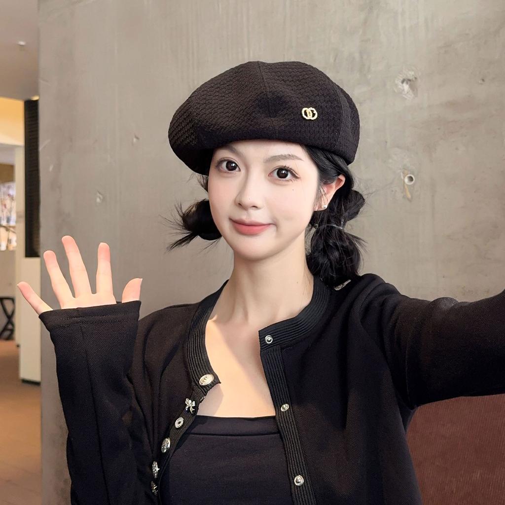 New cute bow beret spring and autumn versatile face little cloud painter hat