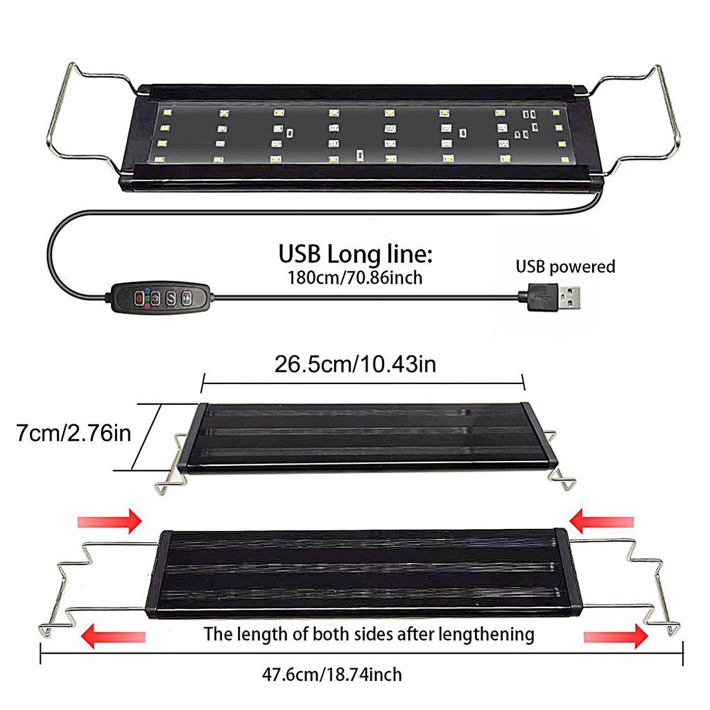 LED-Licht für Aquarium Vollspektrum-Aquariumbeleuchtung Fischbeckbeleuchtung Mit Einstellbarer 10-stufiger Helligkeit für Wohnzimmer
