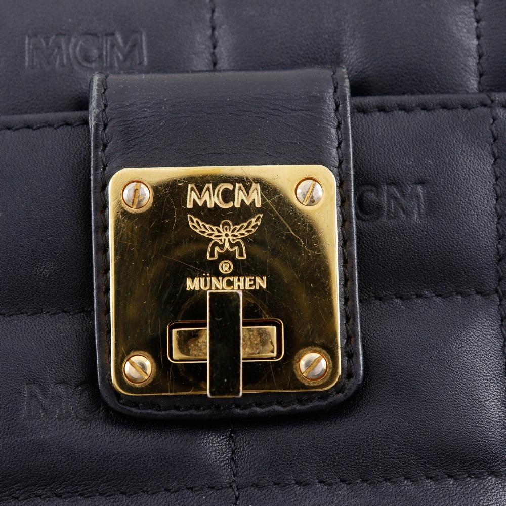 MCM Mini ChainShoulder Shoulder Bag Black Leather Women Used