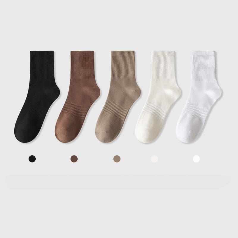 5 Pairs Men Socks High Tube Sports Socks Anti-slip High Quality Cotton Crew Socks 5 Pack Set Spring Business Work