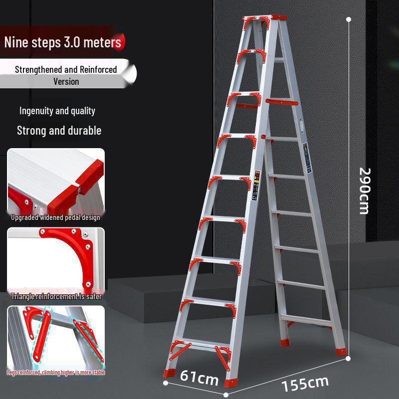 Multi-Functional Aluminum Herringbone Ladder: Non-Slip, Thickened Design for Indoor & Outdoor Use