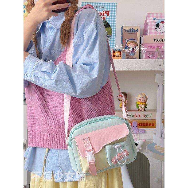 

Милая дофаминовая контрастная маленькая свежая маленькая сумка женская студенческая нишевая стильная сумка через плечо для телефона для девушки универсальная сумка-мессенджер Green