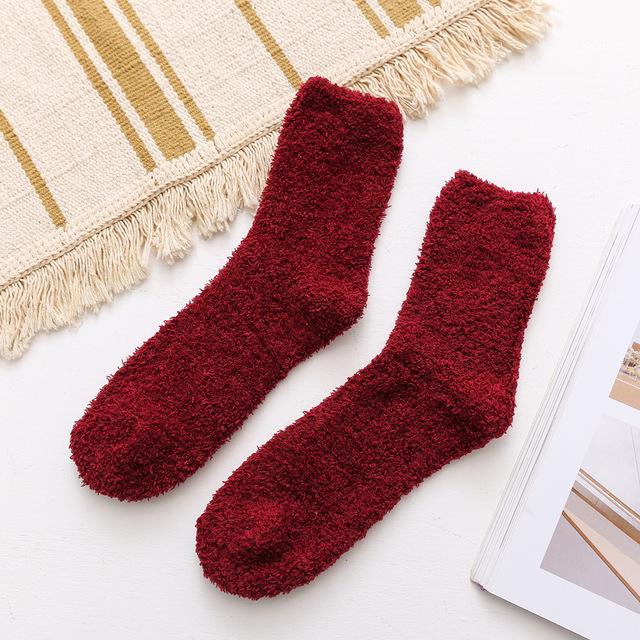 Damen Korallenfleece Verdickte Mid-Calf Schlafsocken für Herbst und Winter