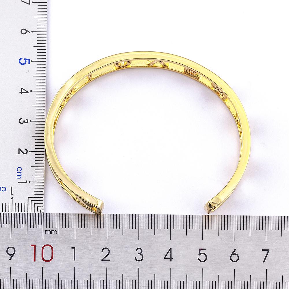 Nidin Romantic Love Letters Gold Color Bangle AAA Zircon Fashion Alphabet Charms Open Adjustable Jewelry Women Anniversary Gift