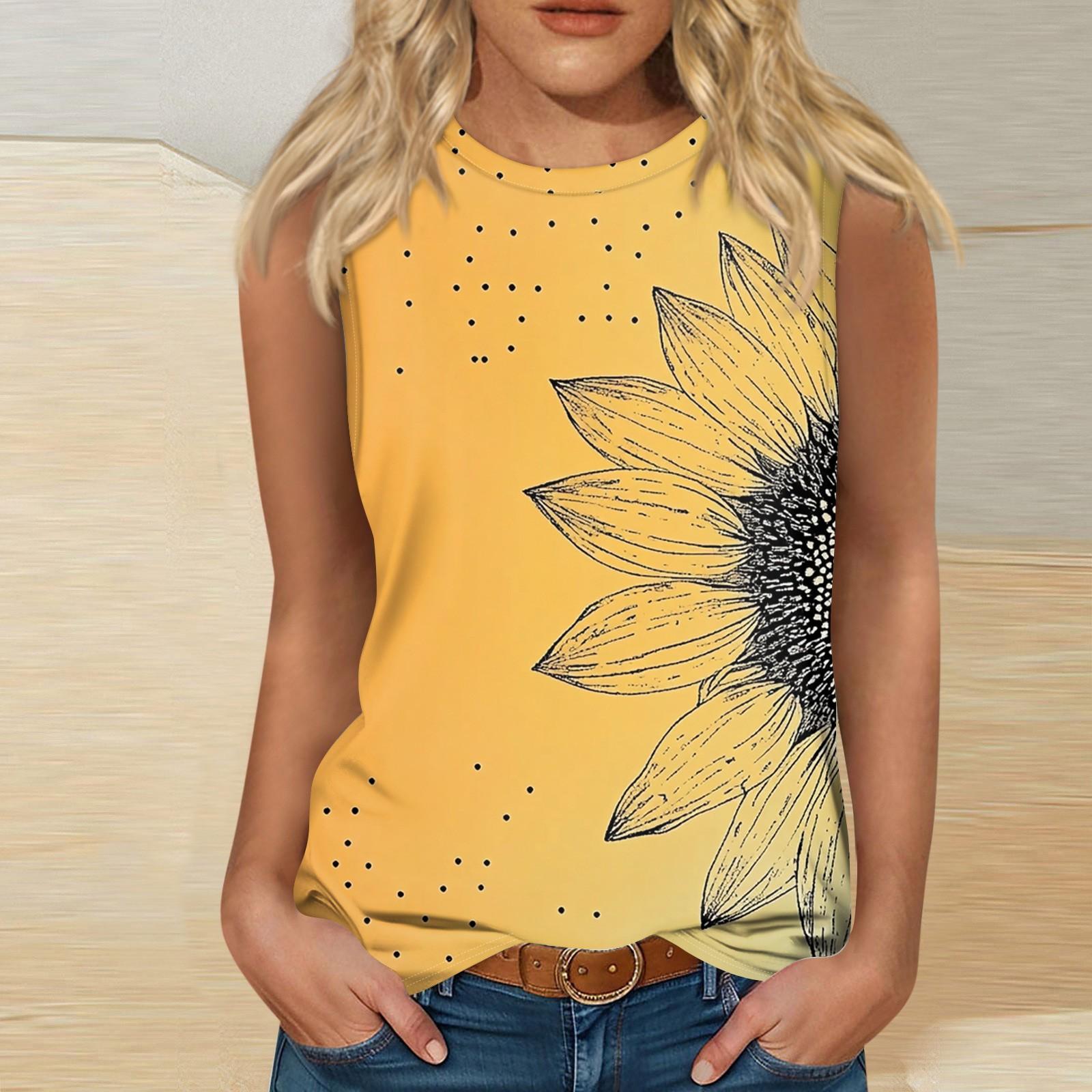 

Женские повседневные туники, топы для ношения с леггинсами, летние рубашки без рукавов с принтами, майки, блузки M