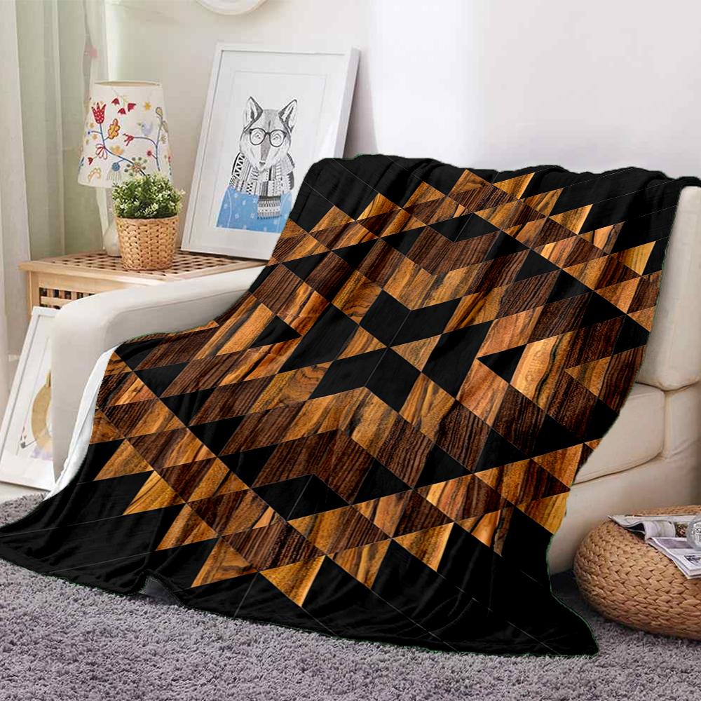 1Pc Geometric Wooden Blanket Soft And Comfortable Casual Warm Camping Travel Christmas Halloween Xmas Gift M928263