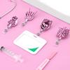 Retractable Keychain Name Card Holder Acrylic Carabiner Holder Skull Name Card Holder ID Badge Holder for Office School