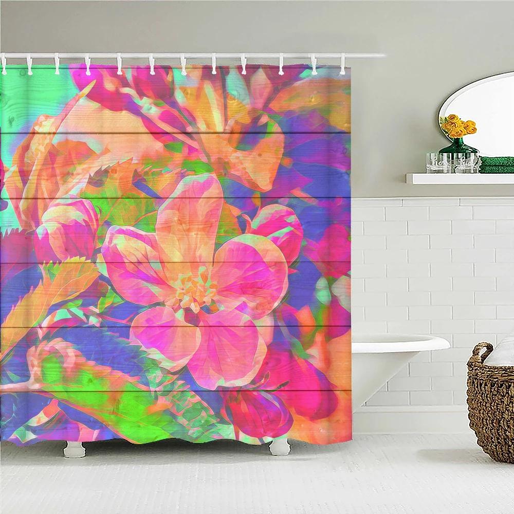 Retro Car Flowers Shower Curtain Bathroom Curtains With Hooks Dog Cow Animal Waterproof Fabric Decor Bath Screen with Hooks