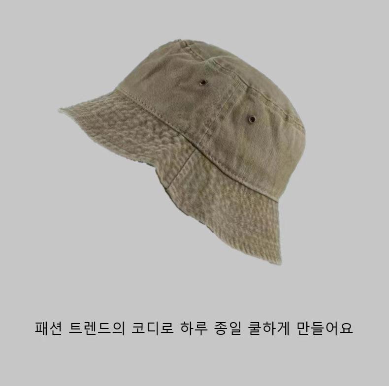 Hong Kong Style Retro Distressed Washed Denim Fisherman Hat - Spring/Summer Fashion, Breathable Bucket Hat for Couples.