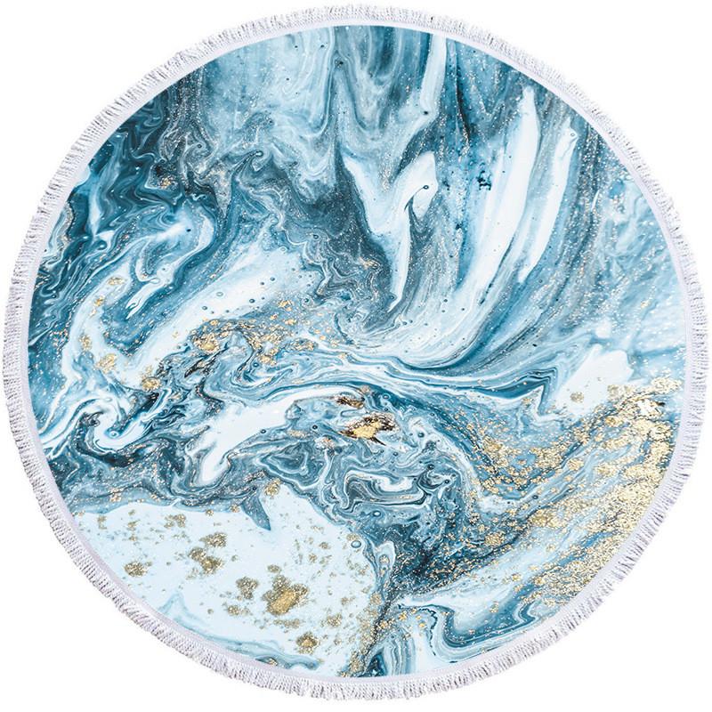 Serviette de Plage Ronde Imprimée Châle Microfibre Serviette de Plage Tapis de Plage