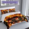 3PC Custom Name Firefighters Bravery Flames Bedding Set Duvet Cover Closure Includes 1 Duvet Cover & 2 Pillowcases for Bedroom