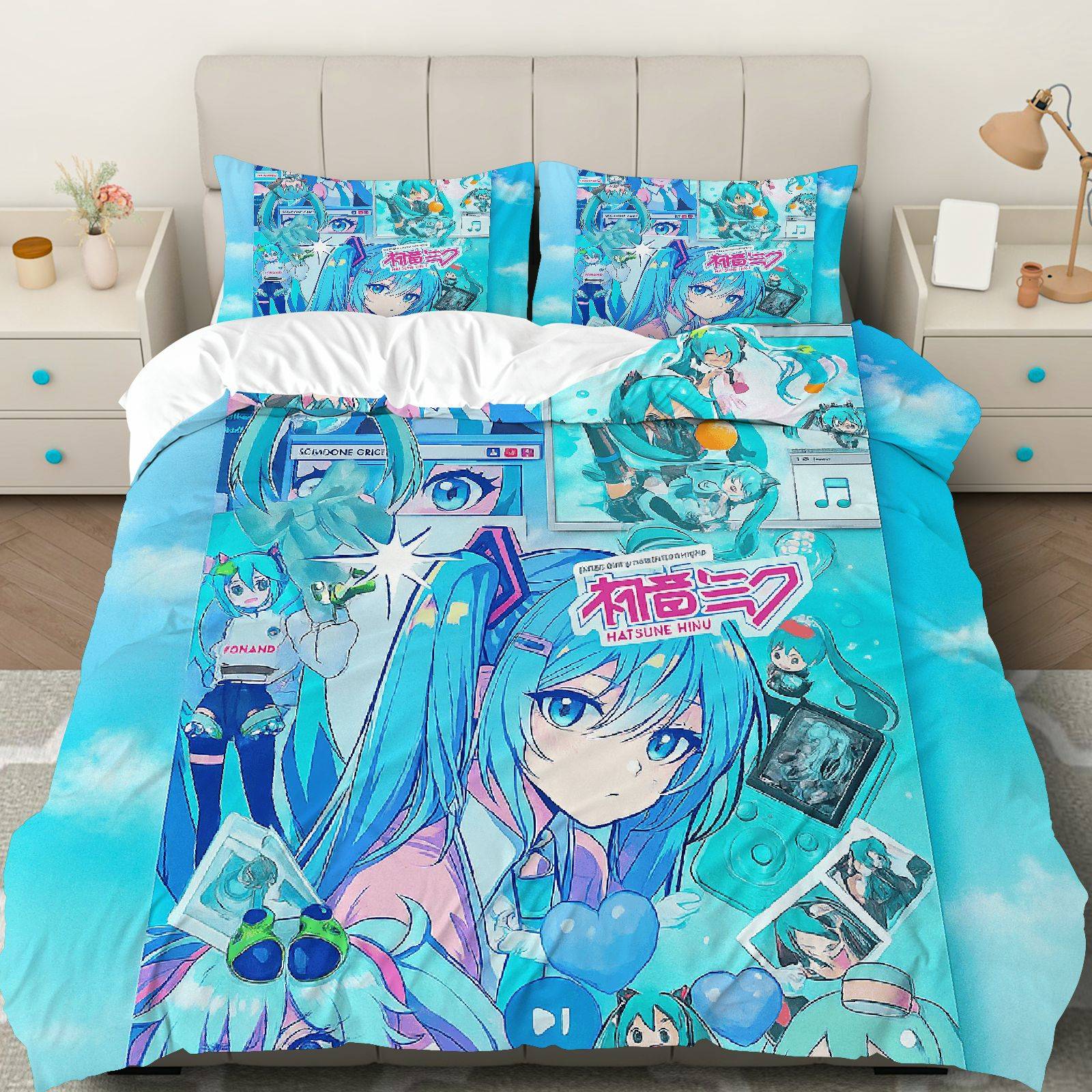 3pcs Bedding Including 1 Duvet Cover And 2 Pillowcases (Filler Not Included), Featuring a Fun Theme Inspired by Anime Music And Pop Culture, 135cm*200cm
