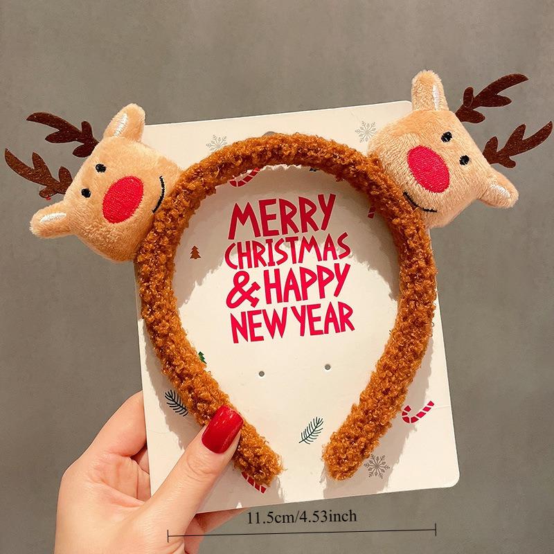 Christmas Plush Headband Small Gift Cute Santa Claus Head Elk Hoop Children's Festival Performance Hair Accessories Decorations