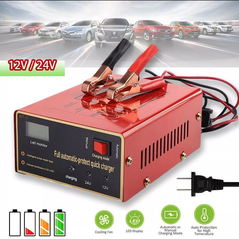 Car Battery Charger 12V/24V Smart Automatic Intelligent Pulse Repair for Automotive Maintenance