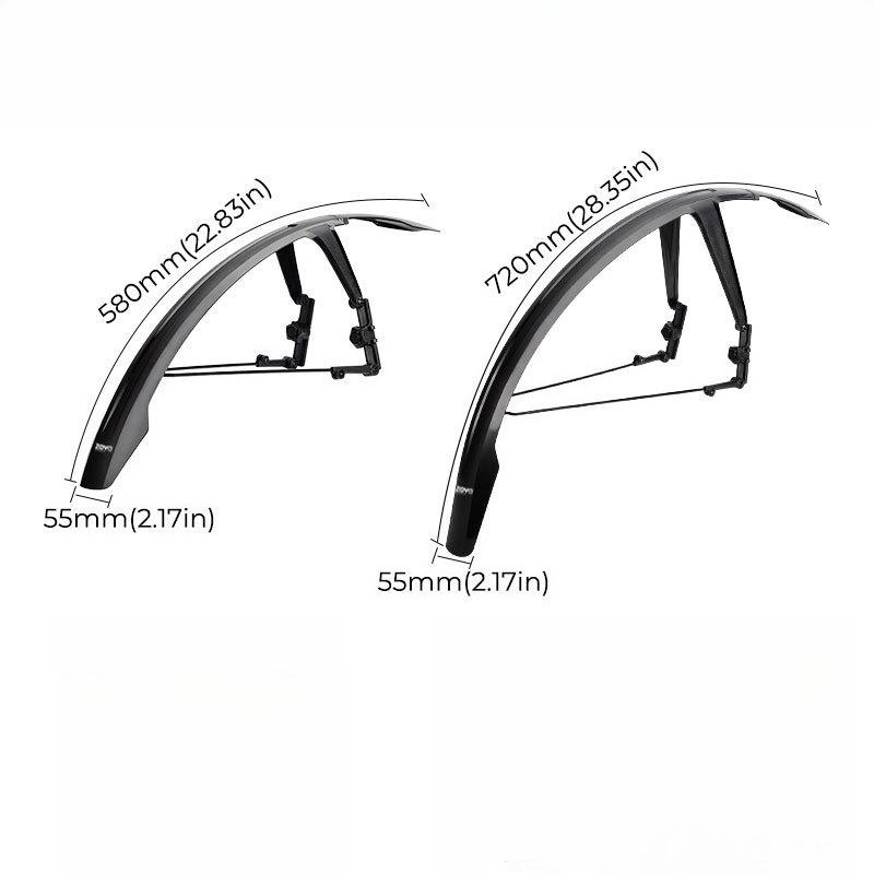 Road Bike Quick-release Fenders Universal Bike Accessories Lengthened Easy Assemble Bicycle Fenders Lightweight Bicycle Parts Before and after set