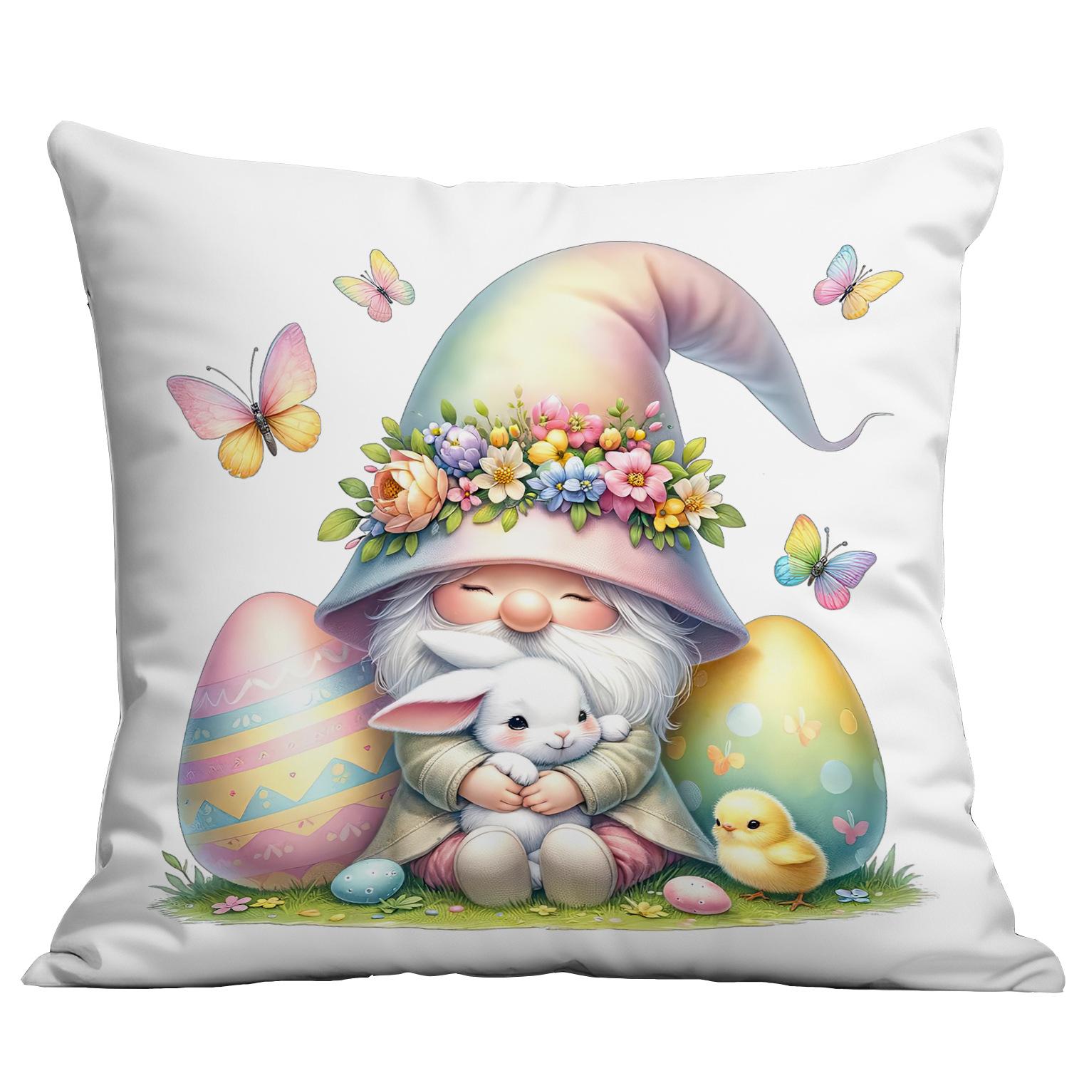 

New Easter Pillowcase Rabbit Easter Egg Home Sofa Cushion Pillowcase Decoration 45 * 45Cm