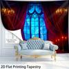 2D Dark Storm Night Tapestry Gothic Window Lightning Wall Background Cloth