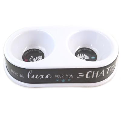[Q0398] - Double Cat Bowl ('luxury Menu for My Cat') - 24x5 Cm