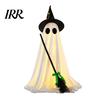 Standing Ghost with LED Lights Halloween Light-Up Decoration, Spooky Witch Hat Ornament Large Light, Broom Decor for Outdoor Lawn Porch Holiday Party