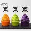 Schädel Kuchen Dekoration 8 Stück Halloween Glitzer Cupcake Picks Gruselige Schwarze Themen Zubehör Topper Gothic Geburtstagsparty für Zubehör