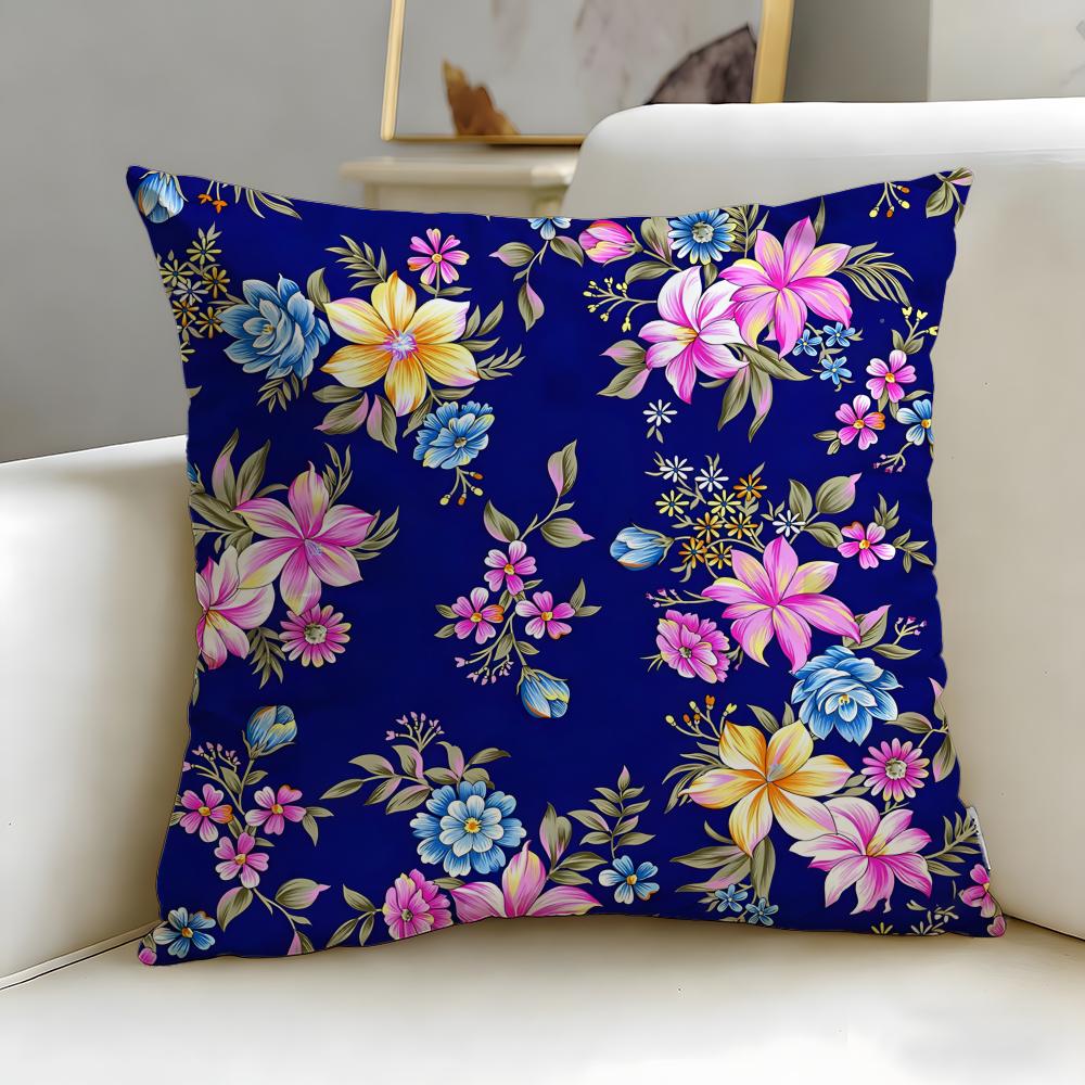 Chinese Traditional Floral Cushion Cover Soft  EasyWash Pillow Case  Versatile for Couch Bed Travel and Office